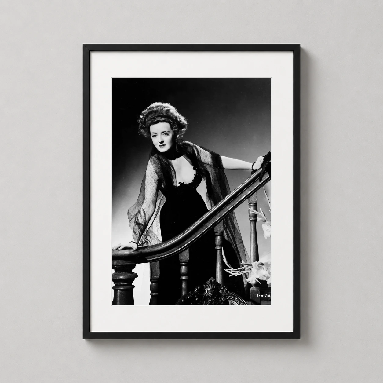 Bette Davis Little Foxes — dramatic black and white studio portrait of Bette Davis as Regina