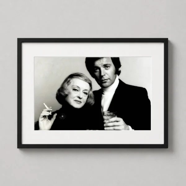 Bette Davis and Robert Wagner Vintage Black and White Photography Print