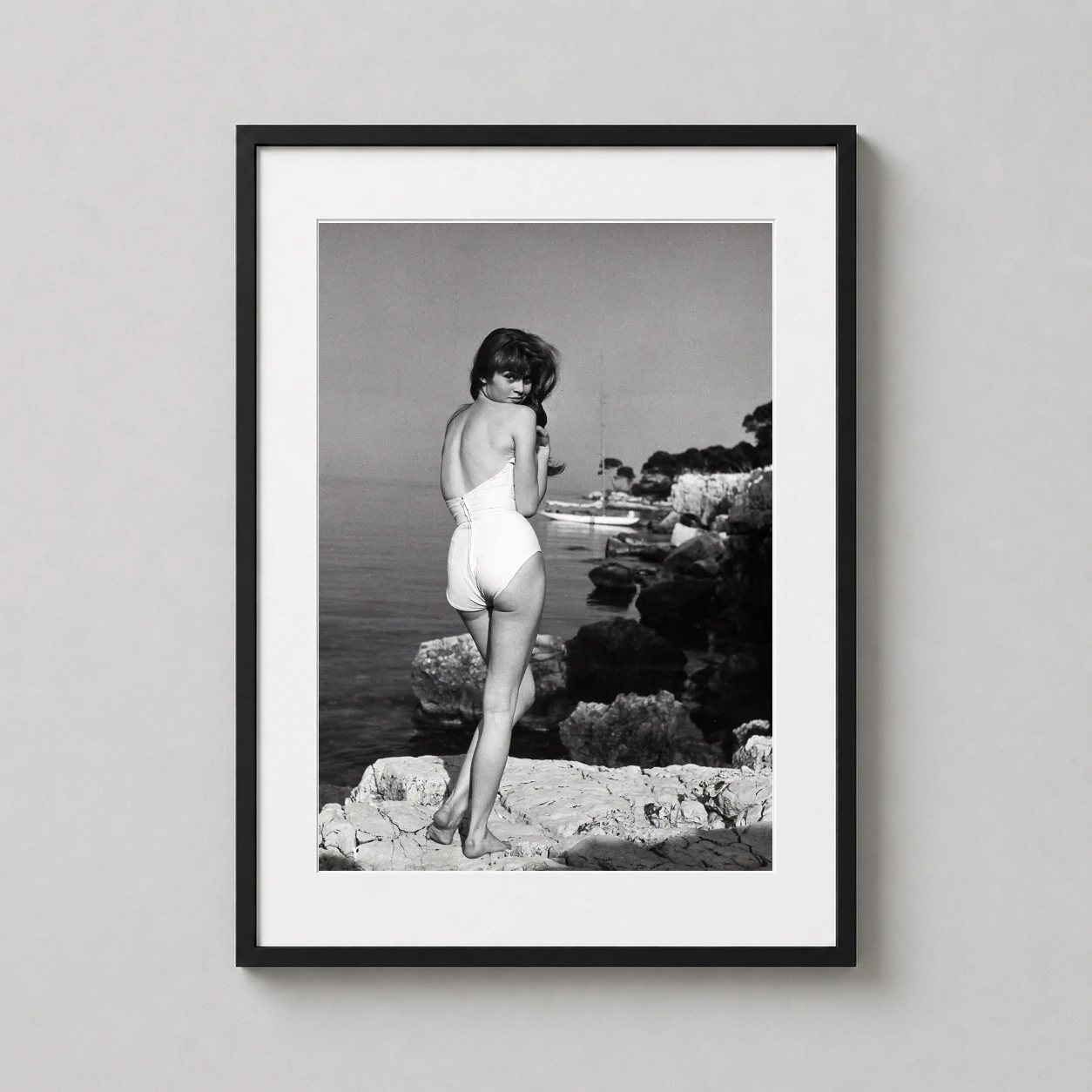Philippe Halsman Photography — monochrome Philippe Halsman photograph of Brigitte Bardot in a white