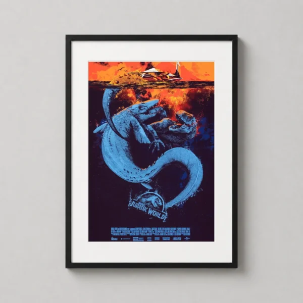 Jurassic World Mosasaurus vs Indominus Rex Mondo Movie Poster