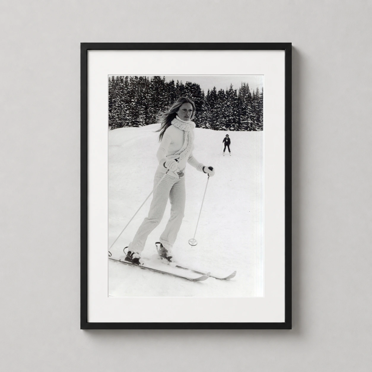 Brigitte Bardot Skiing Switzerland — stunning black and white photography print featuring Brigitte Bardot