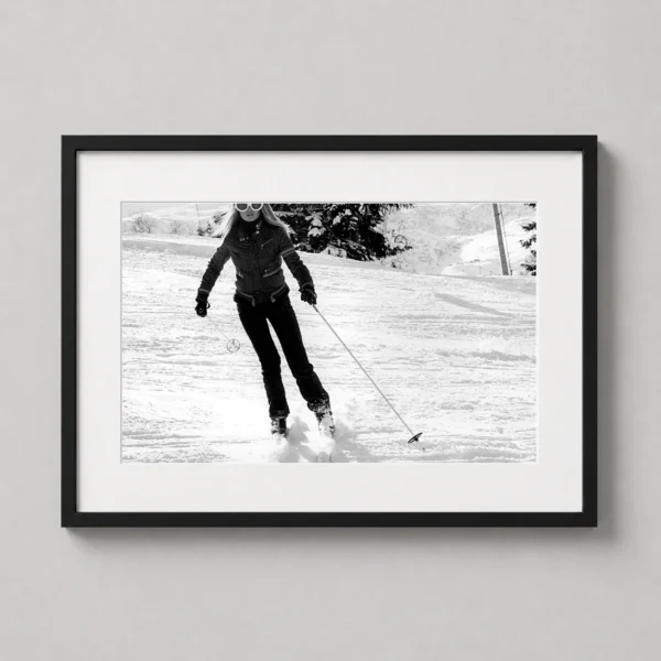 Brigitte Bardot 1970s Skiing Black and White Photography Print