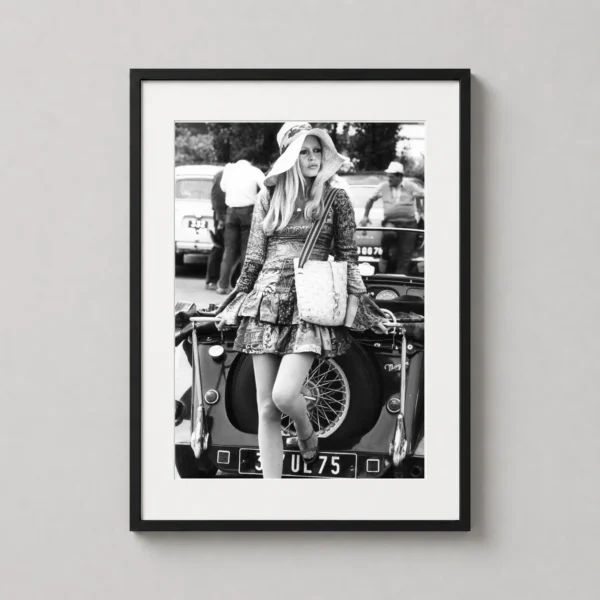 Brigitte Bardot Leaning Against Vintage Morgan Car Photography Print