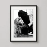 Brigitte Bardot and Cocker Spaniel Black and White Photography Print