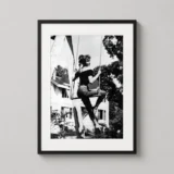 Brigitte Bardot on a Swing, Black and White Garden Photography Print