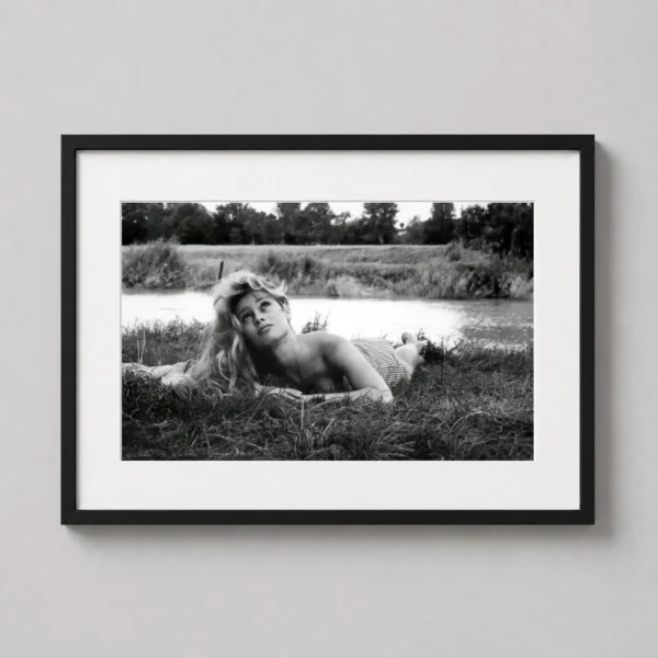 Brigitte Bardot Lying in Grass, 1950s French Cinema Print Photography Print