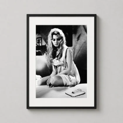 Une Parisienne Brigitte Bardot, Black-and-White Film Still decorative movie poster for curated interiors by MerchFuse