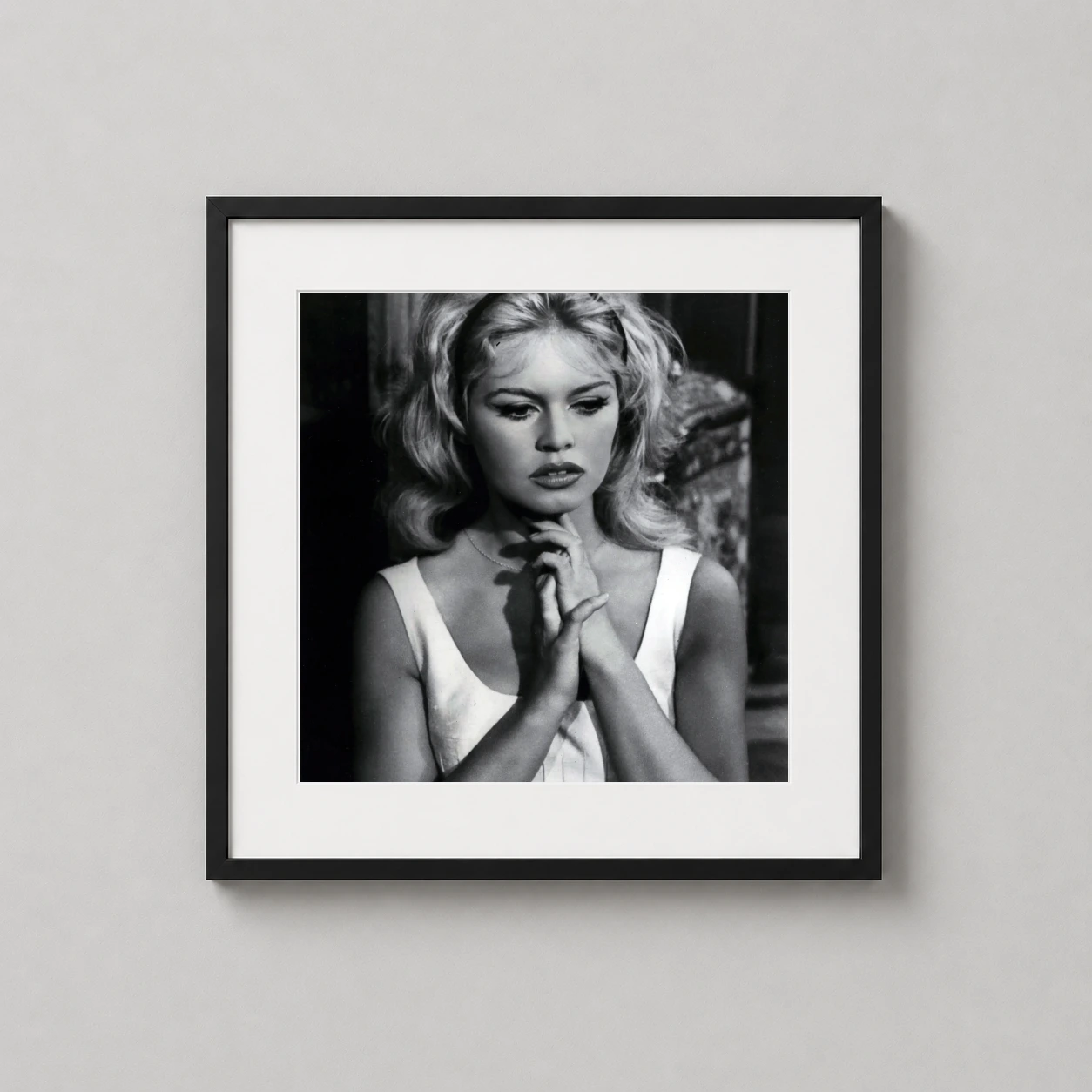 Brigitte Bardot — black and white portrait of Brigitte Bardot from the 1962 film A Very