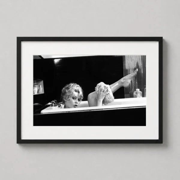 Brigitte Bardot Bathtub Scene 1960 Black and White Photography Print