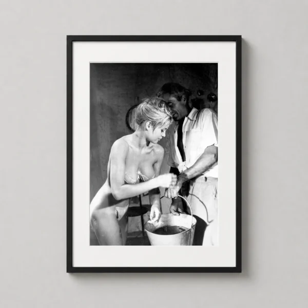 Brigitte Bardot Candid Bath Scene Black and White Photography Print