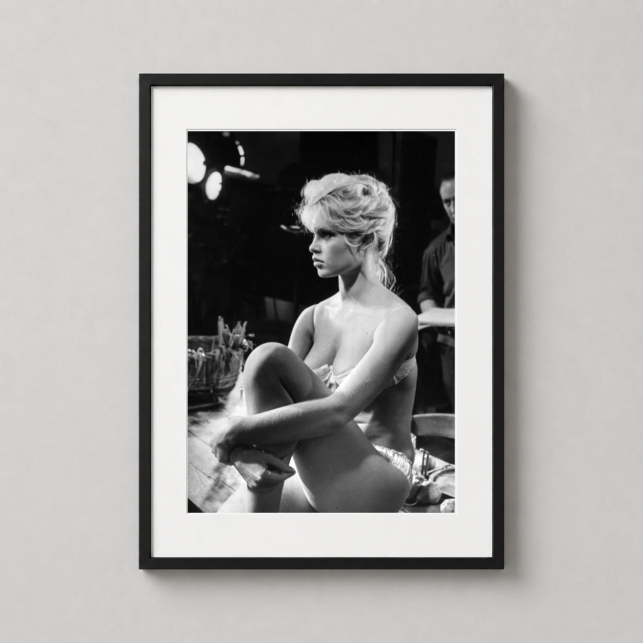 Brigitte Bardot Candid Bath — this intimate black and white photography print captures Brigitte