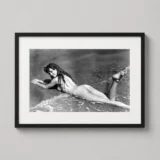 Brigitte Bardot Surf Portrait, Black and White Beach Photography Print
