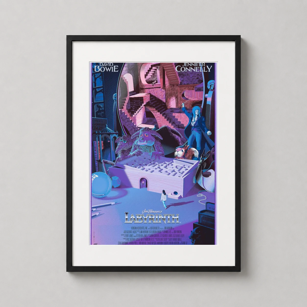 Labyrinth 1986 Laurent Durieux — detailed purple and blue illustration of the Labyrinth maze, featuring