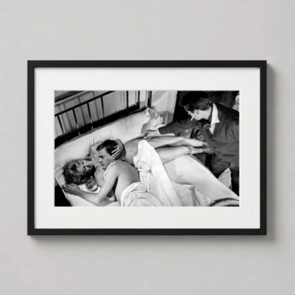 Brigitte Bardot bedroom still print featuring bedroom still in classic cinema style | MerchFuse