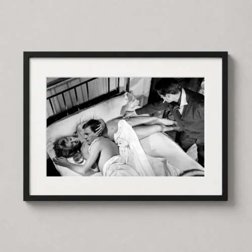 Brigitte Bardot Bedroom Scene Black and White Photography Print