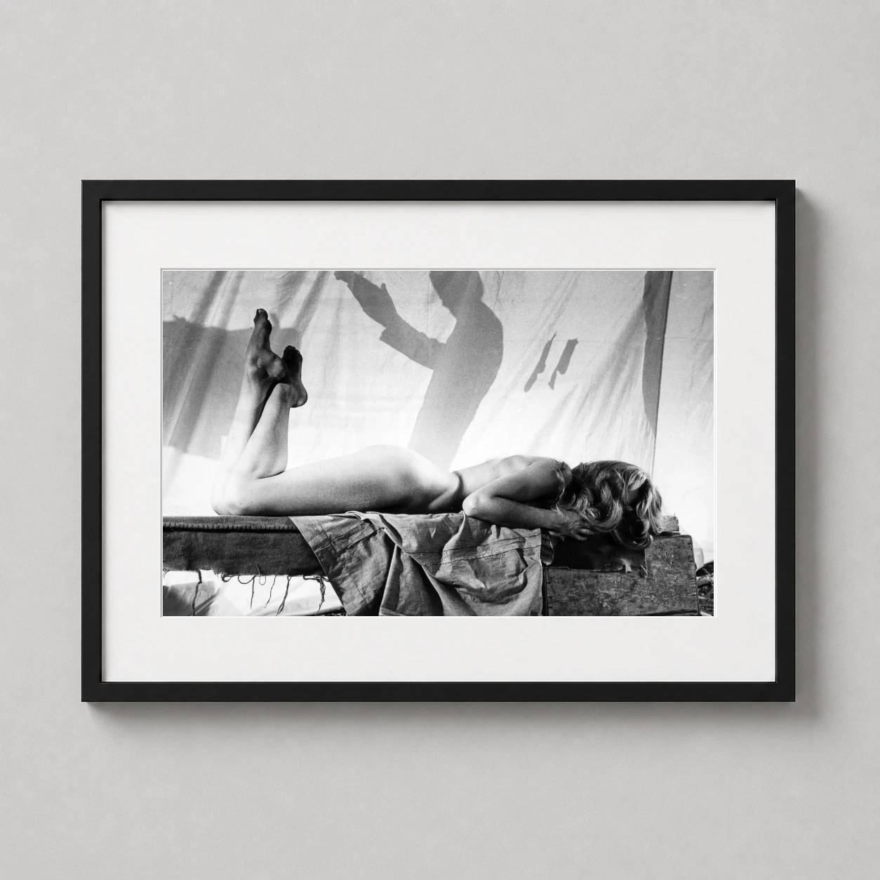 Brigitte Bardot Artistic Shadow — high-contrast black and white photography print featuring Brigitte