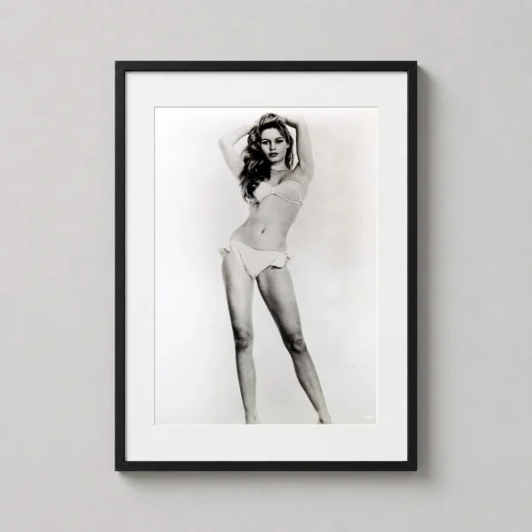 Brigitte Bardot Bikini Studio Portrait, Black and White Photography Print