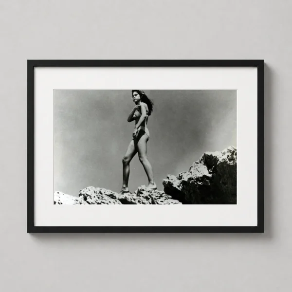Brigitte Bardot Coastal Rock Black and White Photography Print
