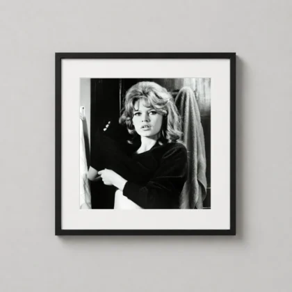 Brigitte Bardot black sweater print with black sweater in vintage photographic style | MerchFuse