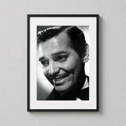 Clark Gable Close Up Portrait Print with Close Up in Black and White in vintage photographic style | MerchFuse
