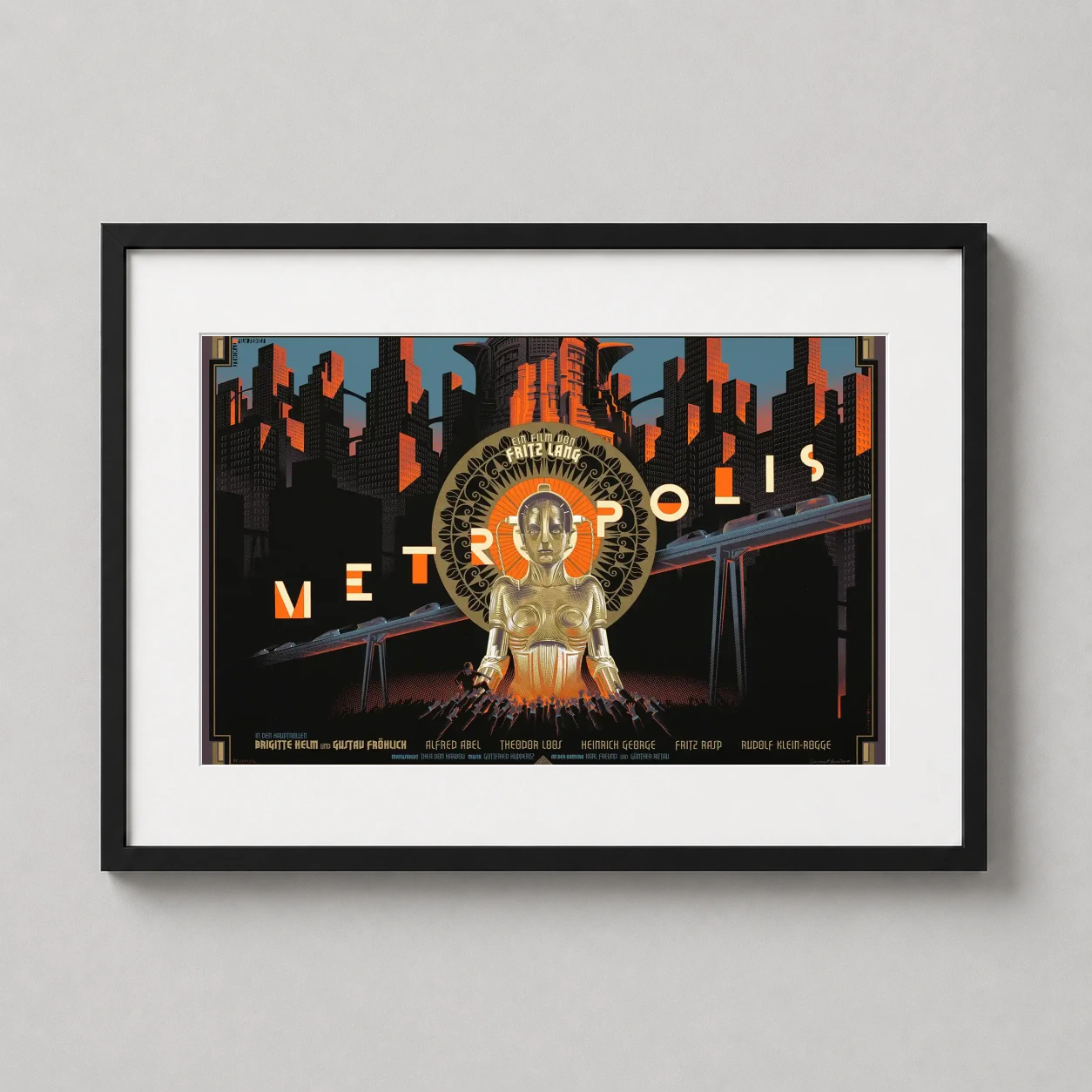 Metropolis — detailed Art Deco depiction of the Maschinenmensch robot against a