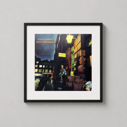 David Bowie Ziggy Stardust print showing a Ziggy Stardust image built around Bowie’s red hair, makeup, and theatrical