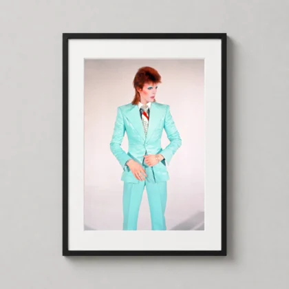 Bowie Life on Mars print showing a colour cibachrome print titled Bowie Life on Mars from 1973 as David Bowie themed wall art