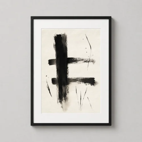 Black Ink Balance Minimalist Abstract Wall Art Print