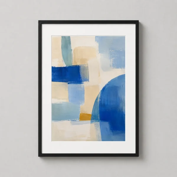 Blue Euphoria Blocks Geometric Abstract Expressionist Art Print