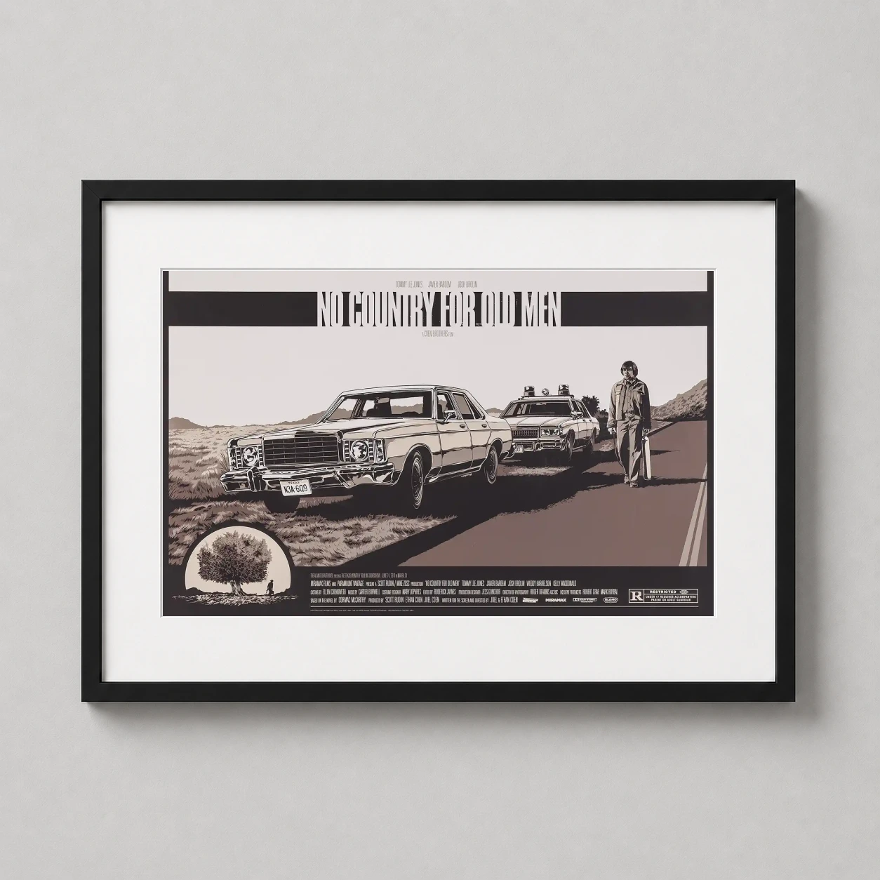 No Country for Old Men — monochromatic Mondo art print by Ken Taylor featuring Anton Chigurh