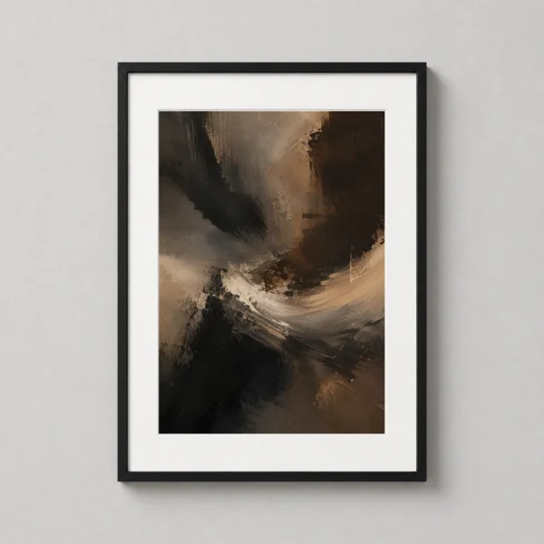 Dark Espresso Abstract Smoke Textured Fluid Motion Art Print