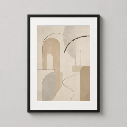 Minimalist Arch Abstract Neutral Textured Geometry Wall Art Print