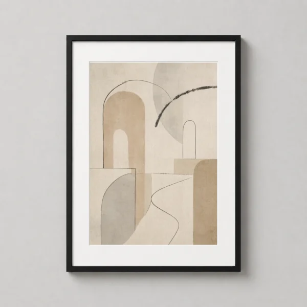 Minimalist Arch Abstract Neutral Textured Geometry Wall Art Print