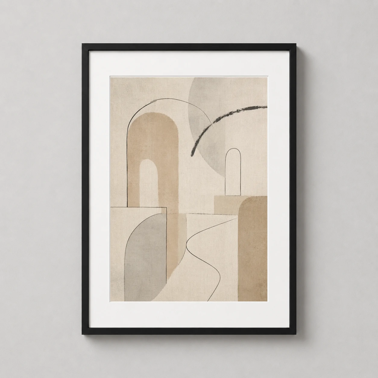 Arch Neutral Textured — this minimalist art print features soft neutral arches and curved lines