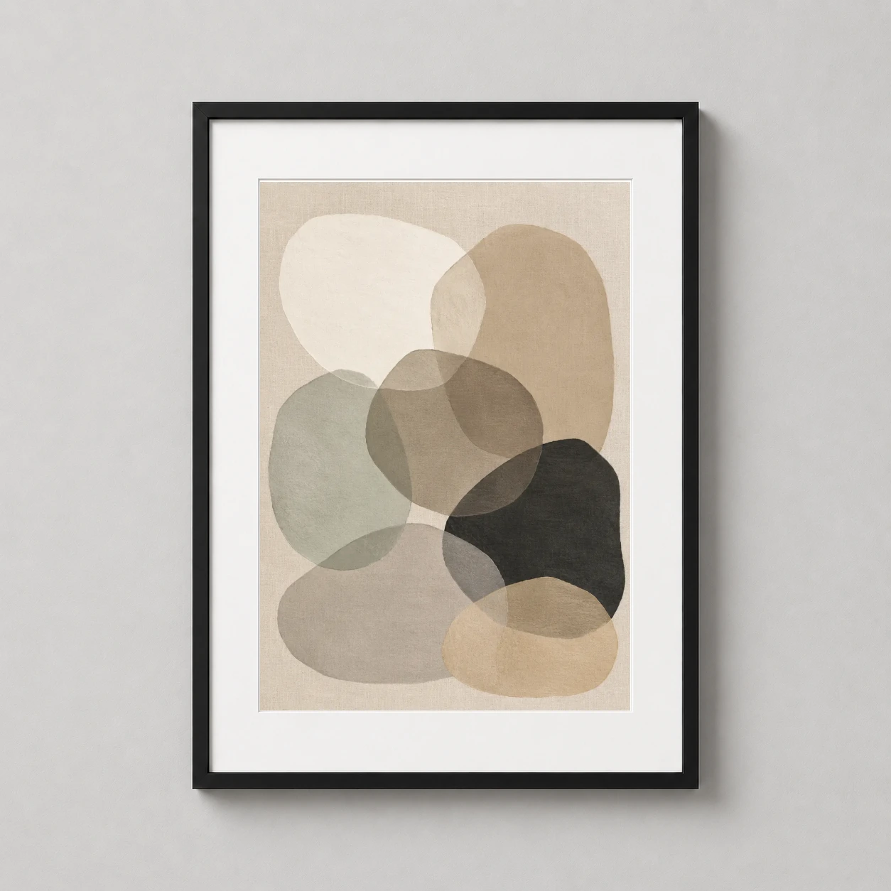 Organic Pebble Stone Forms — minimalist abstract artwork featuring soft overlapping pebble shapes in