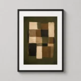 Olive Green Grid Abstract Geometric Earthy Tones Art Print