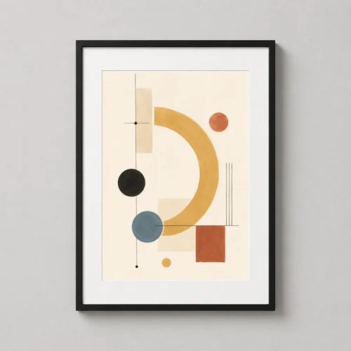 Bauhaus Geometric Abstract Shapes Cream Neutral Modern Art Print