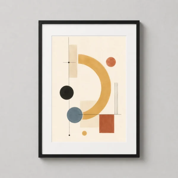 Bauhaus Geometric Abstract Shapes Cream Neutral Modern Art Print