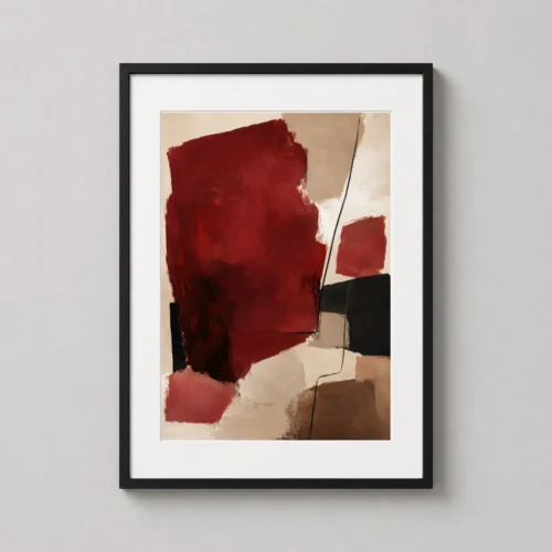 Red Abstract Shape Study Modern Minimalist Fine Art Print