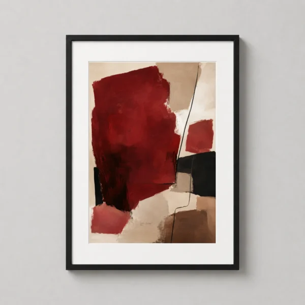 Red Abstract Shape Study Modern Minimalist Fine Art Print