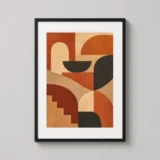 Terracotta Geometric Arches and Abstract Shapes Wall Art Print