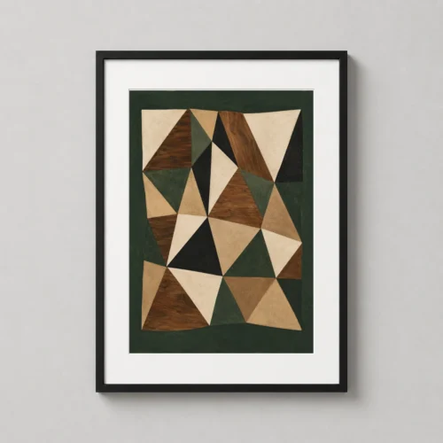 Walnut Triangle Geometric Abstract Wood Grain Texture Art Print