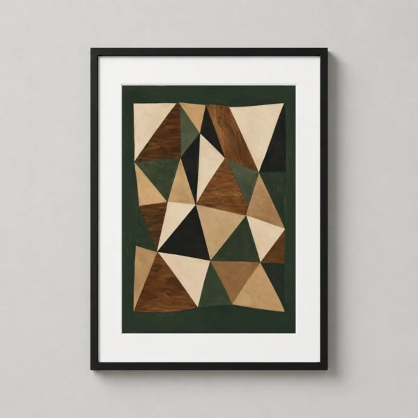 Walnut Triangle Geometric Abstract Wood Grain Texture Art Print