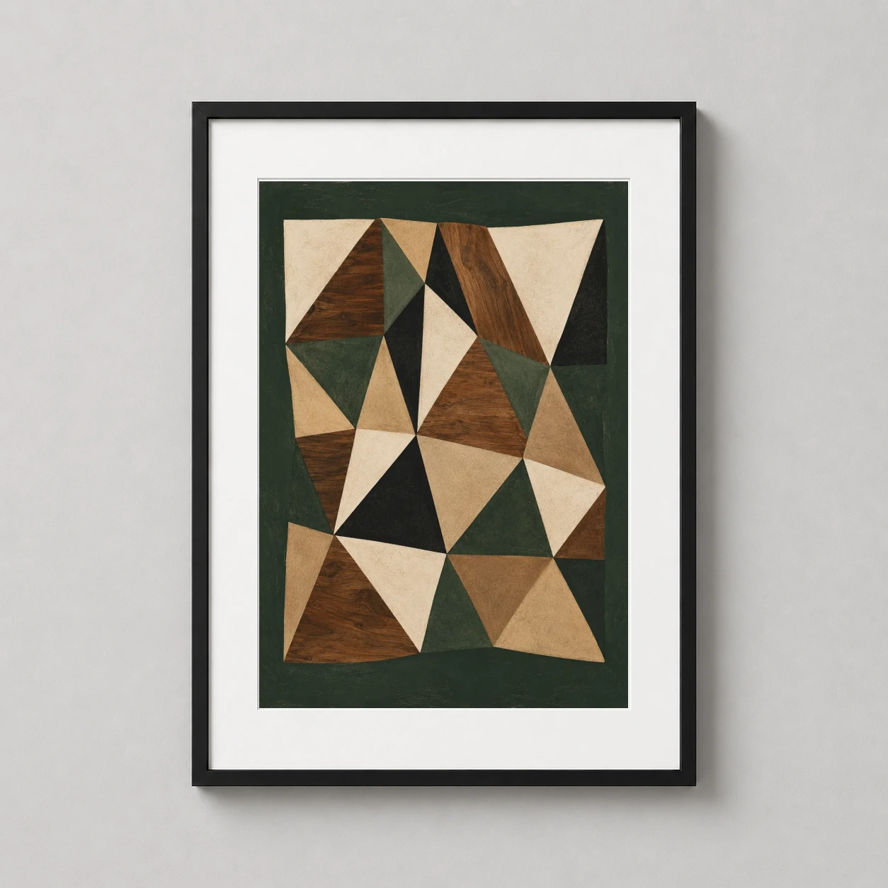 Walnut Triangle Geometric Wood — sophisticated geometric composition featuring walnut wood grain