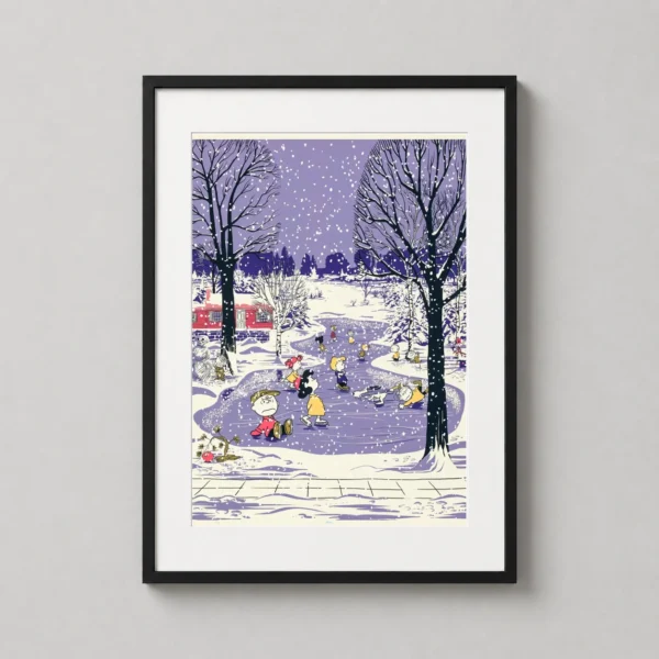 Charlie Brown Peanuts Winter Ice Skating Scene Movie Poster