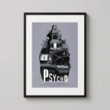 Psycho Movie Bates Motel and House Illustration Movie Poster