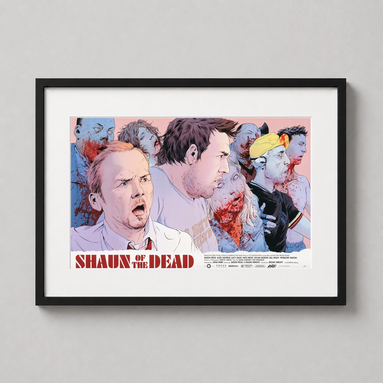 Shaun of the Dead Robert — stylized Mondo illustration featuring Shaun and Ed in profile against a