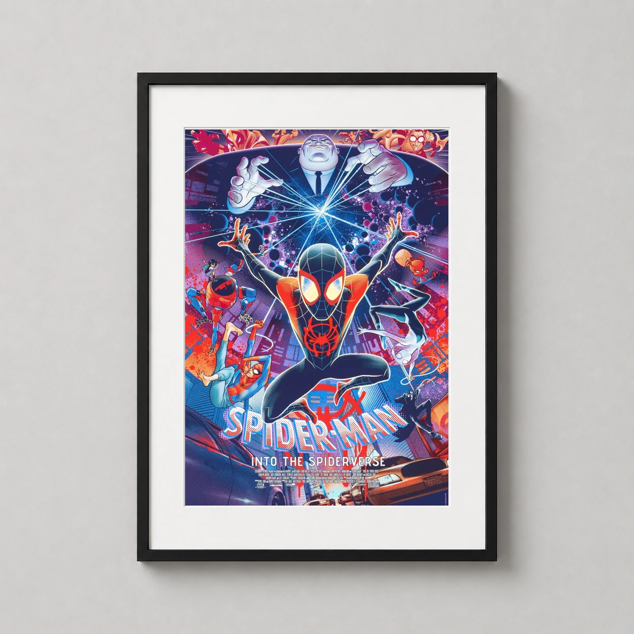 Miles Morales Spider Verse Martin — miles Morales and the Spider-Verse team are rendered in a neon-soaked