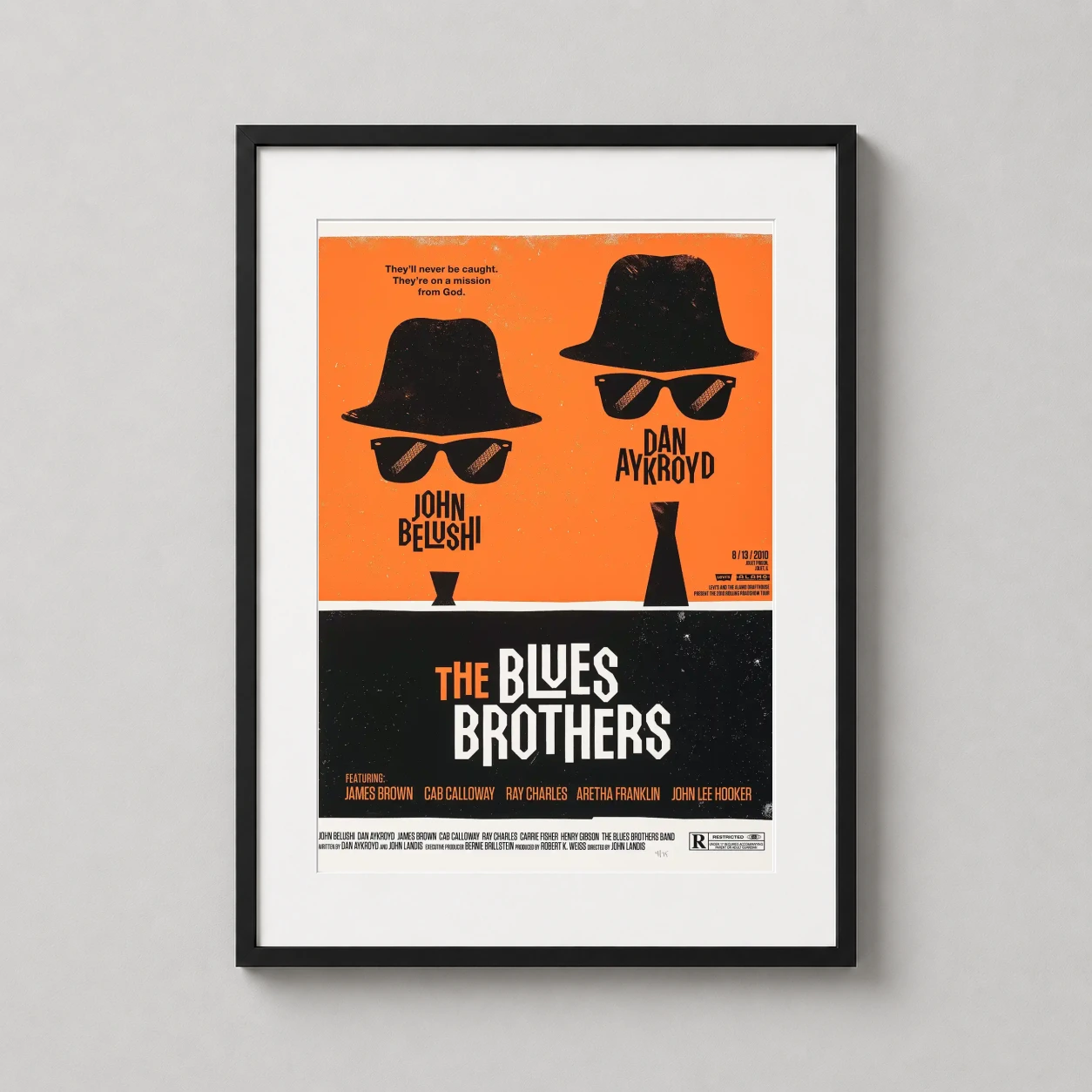 Blues Brothers Jake and Elwood — minimalist Olly Moss art print for The Blues Brothers featuring