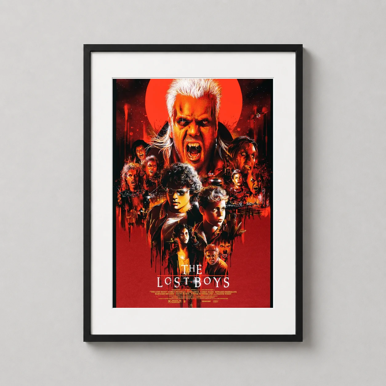 Lost Boys — detailed horror movie illustration featuring David’s vampire face